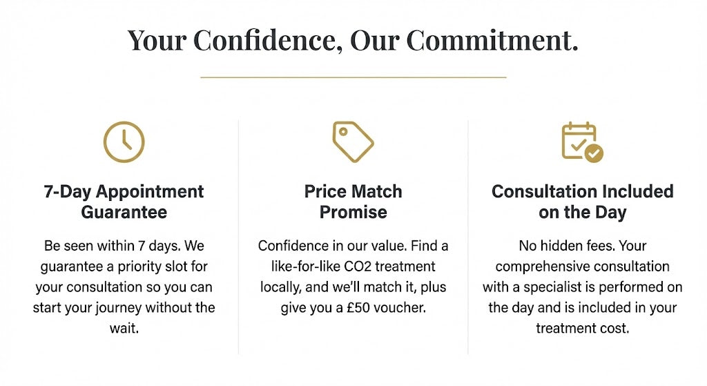 Promotional text highlighting confidence and commitment in a service or product offer.